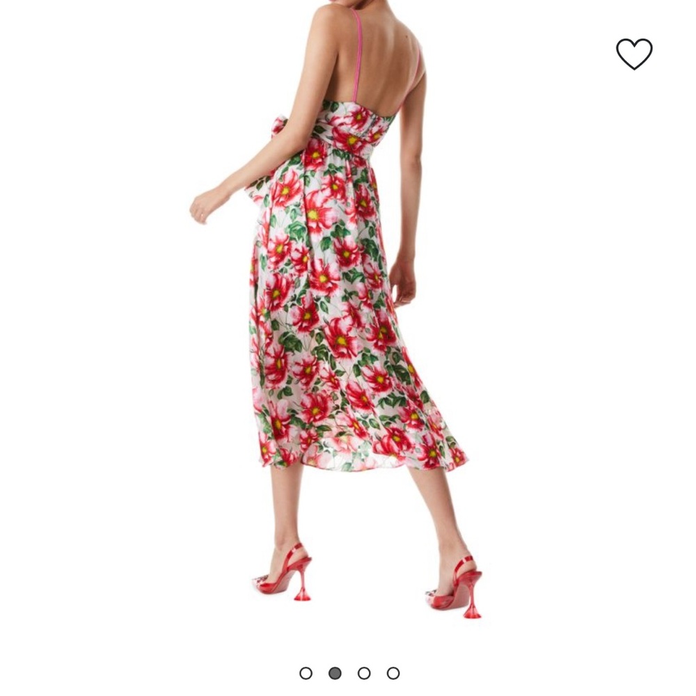 Floral Pink Midi Sundress with Tie Waist - Picture 3 of 9